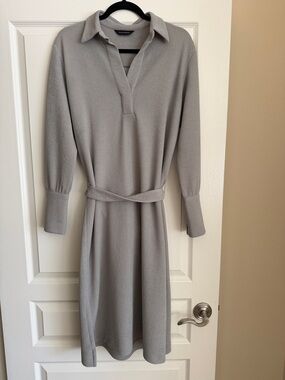 Club Monaco Gray Long-Sleeve Belted Dress